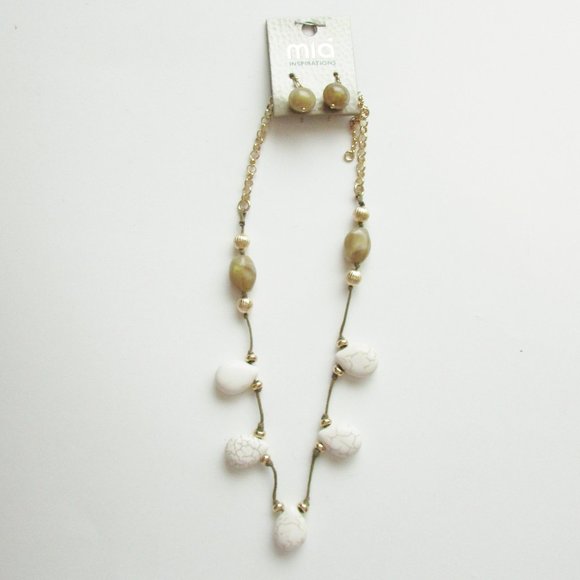 MIA Jewelry - MIA Earring and Necklace Set Natural Tones